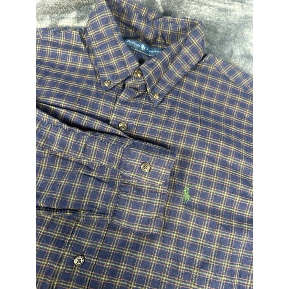Polo Ralph Lauren MENS LARGE Custom  Fit Shirt Button Down Long Sleeve Check Log